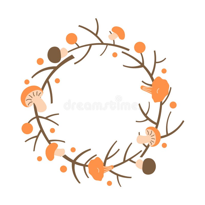 Guirnalda decorativa del otoño Capítulo hecho de ramas, de bayas y de setas ilustración del vector Guirnalda decorativa del otoño Capítulo hecho de ramas, de bayas y de setas ilustración del vector