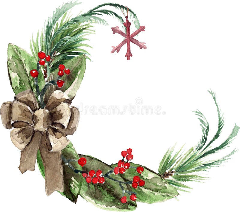 Guirnalda escandinava de la Navidad de la acuarela stock de ilustración Guirnalda escandinava de la Navidad de la acuarela stock de ilustración