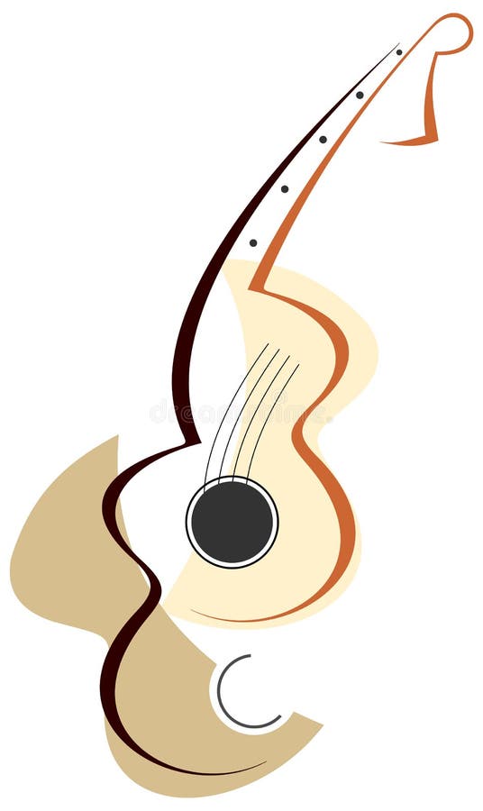 Stylized abstract guitar - vector color illustration on white background. Can be used as logotype of your company.