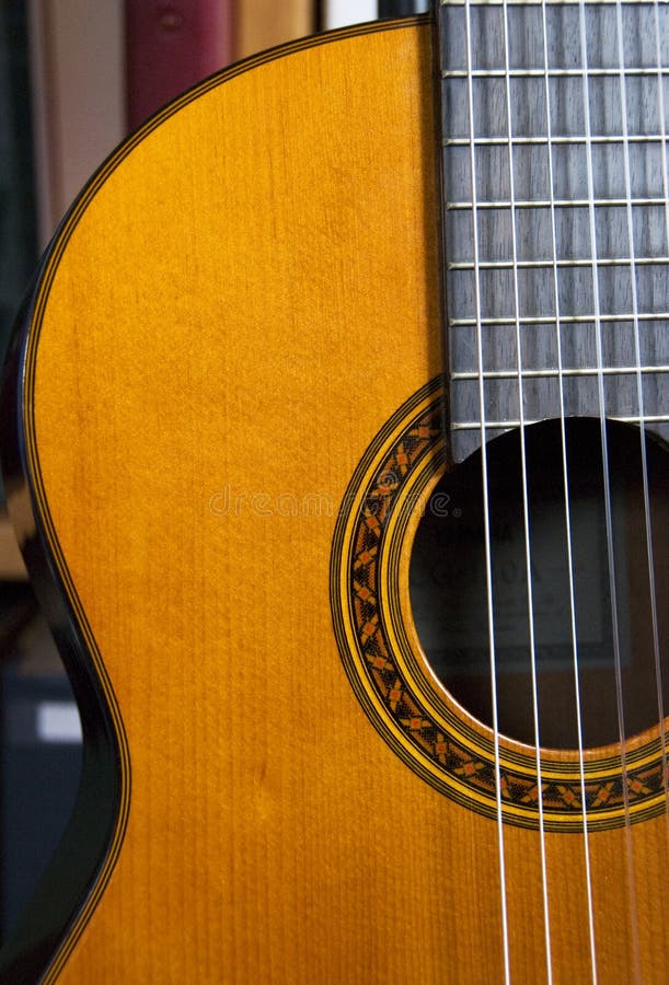 Classical Guitar and Sheet Music in Spot Light Stock Photo Image of