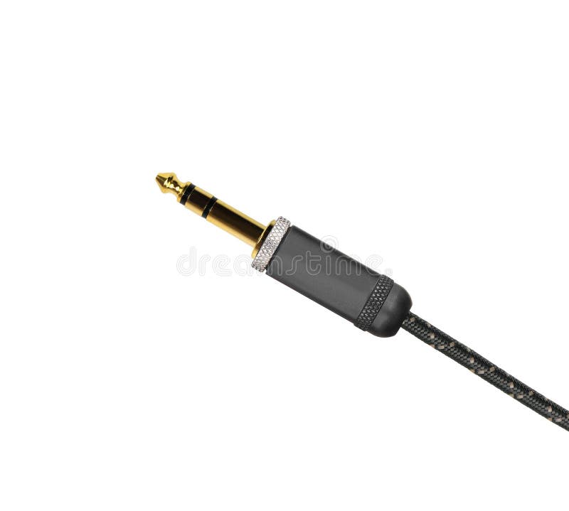 Guitar Audio Jack with Black Cable Isolated Stock Photo Image of communication, chrome 75708610