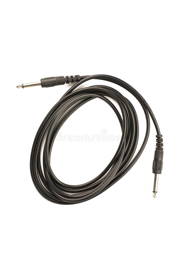 Guitar Audio Jack with Black Cable Isolated on White Background Stock Image Image of