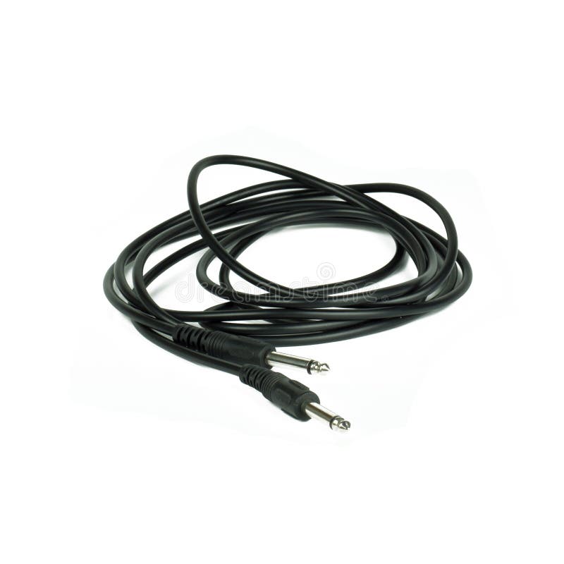 Guitar Audio Jack with Black Cable Isolated on White Background Stock Photo Image of