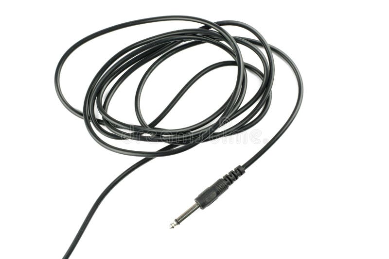 Guitar Audio Jack with Black Cable Isolated on White Background Stock Image Image of guitar