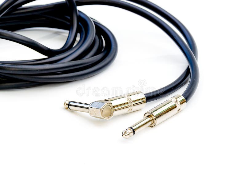 Guitar Cable on White Table Stock Photo Image of electronics