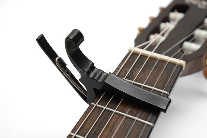 Guitar neck with capo stock image. Image of sound, fret 16874381