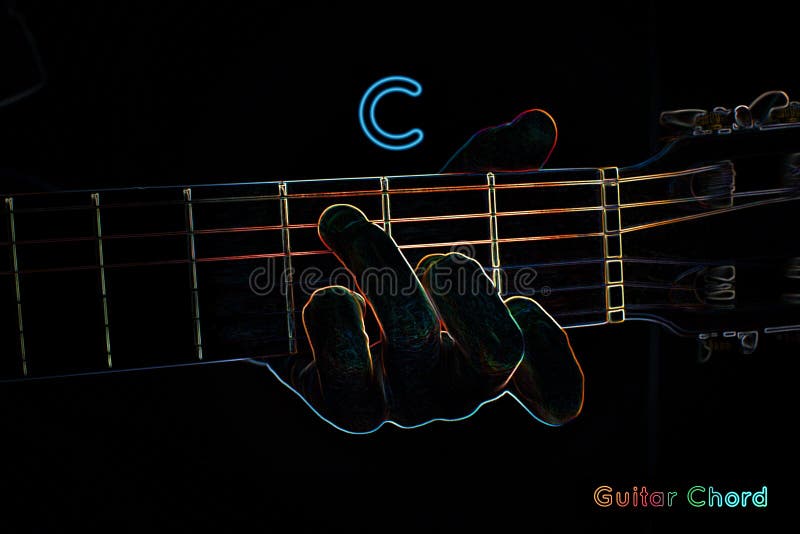 Guitar chord on a dark background