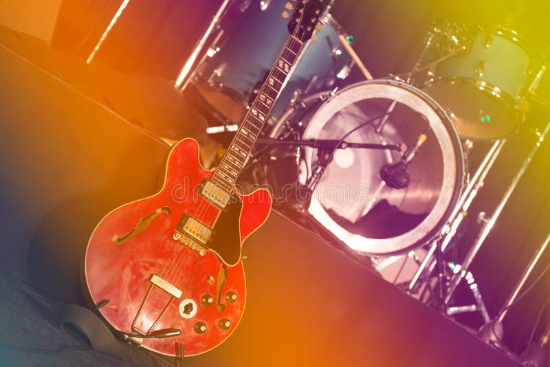 Guitar and drums stock photo. Image of bass, crowd, artist 4154166