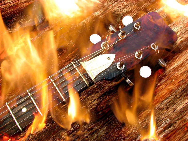 Guitar on Fire stock photo. Image of blaze, flame, concept - 5671112