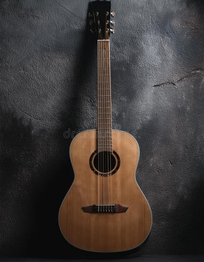 Guitar i gotisk stil mot en mörkgrå texturerad vägg vektor illustrationer