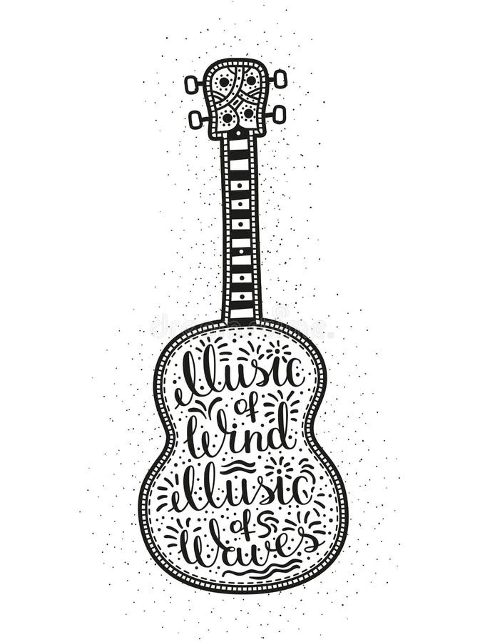 Guitar with Intricate Patterns and Letting Inside Stock Vector -  Illustration of calligraphy, label: 137077334