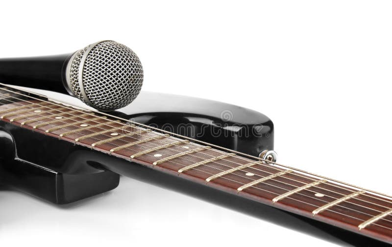 Guitar with microphone stock photo. Image of object, recording 22785918