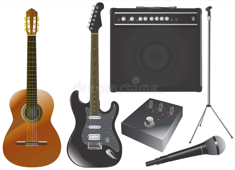 Guitar and music equipments vector vector illustration