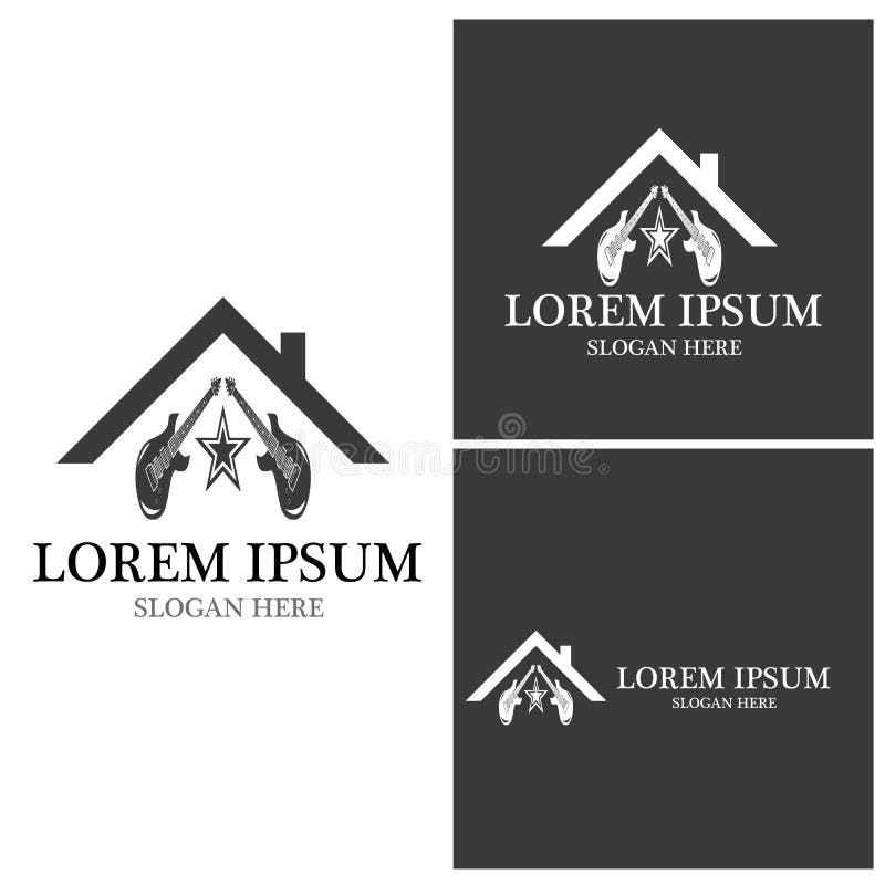 Guitar Music Icon and Symbol Vector Template Stock Illustration