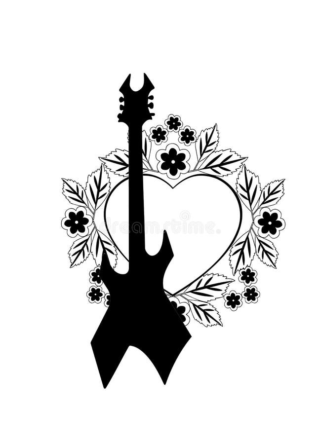 Electric Guitar Drawn In Black And White Tattoo Icon Vector Illustration  Graphic Design Royalty Free SVG, Cliparts, Vectors, and Stock Illustration.  Image 130203023.