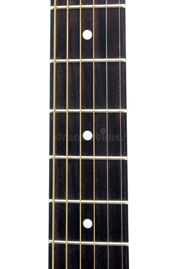 Frets o n a guitar neck shot against a white background. Metal n stock images, royalty-free photos and pictures