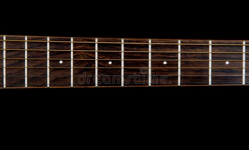Guitar Neck on a Black Background Stock Image - Image of chord, strings