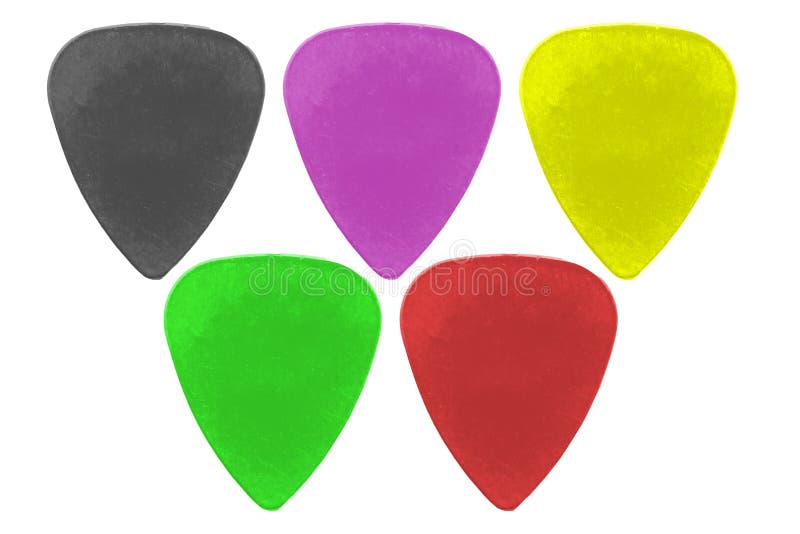 Guitar Plastic Pick Isolate Set Assorted Colors Stock Image Image of