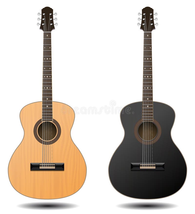 Guitar set isolated on white background. Classic guitar for Your business project. Black and brown wooden guitars. Vector stock illustration Guitar set isolated on white background. Classic guitar for Your business project. Black and brown wooden guitars. Vector stock illustration