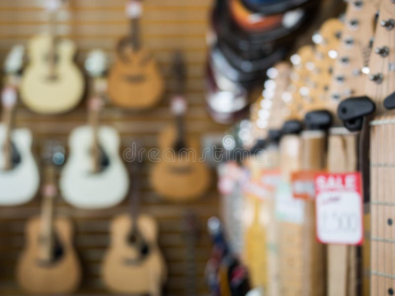 Guitar Shop Blurred Background Stock Image Image of abstract, focus