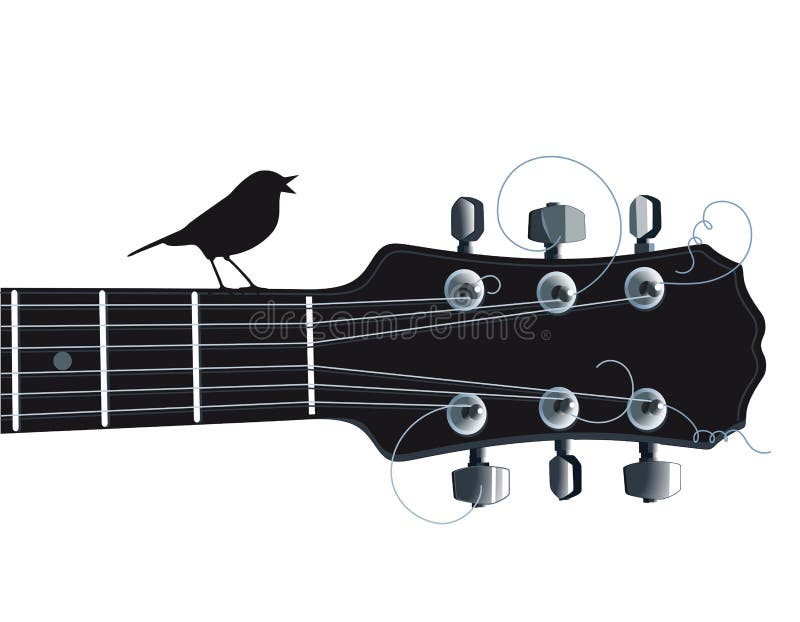 Guitar with singing bird stock vector. Illustration of frets 35380889