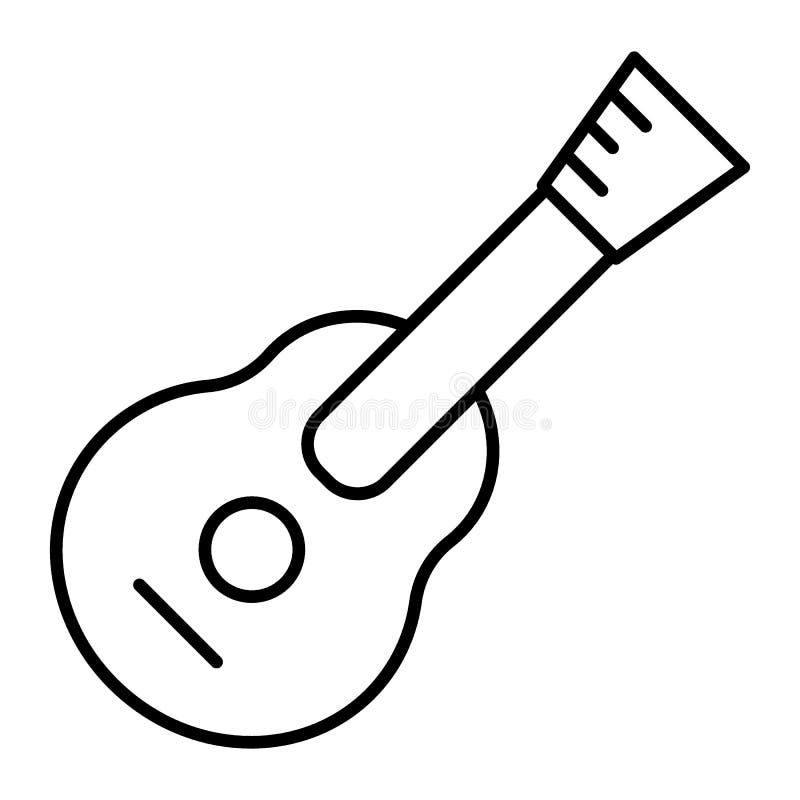 Guitar Thin Line Icon, Picnic Concept, Music Symbol on White Background ...