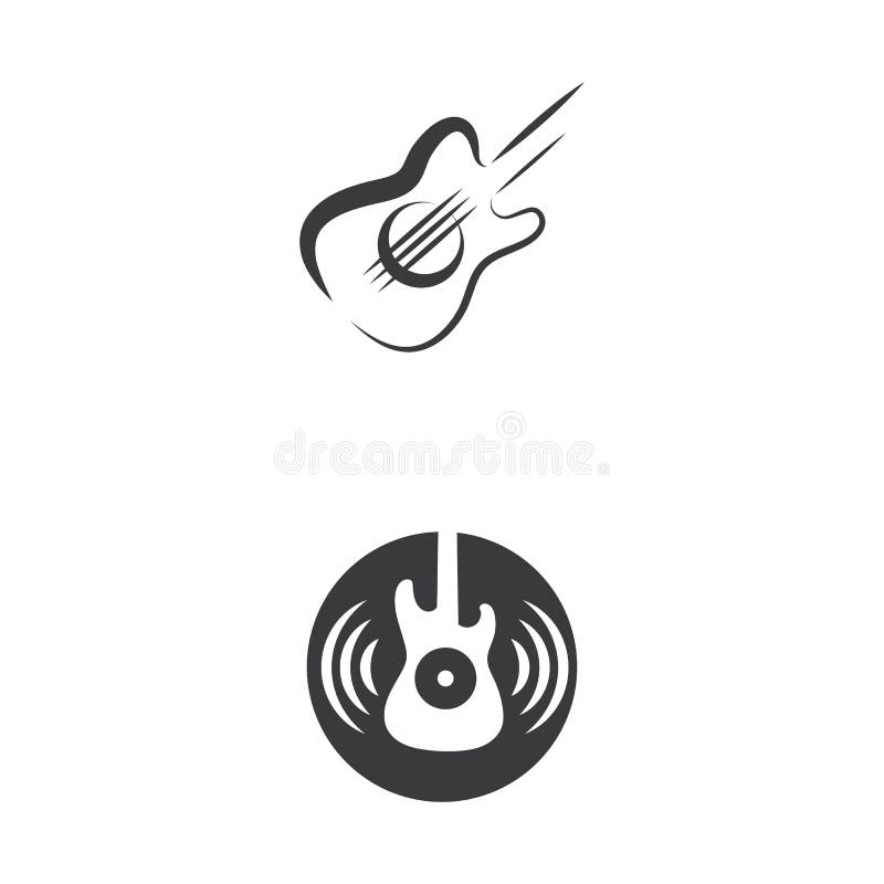 Guitar Wave Logo Template vector symbol royalty free illustration.