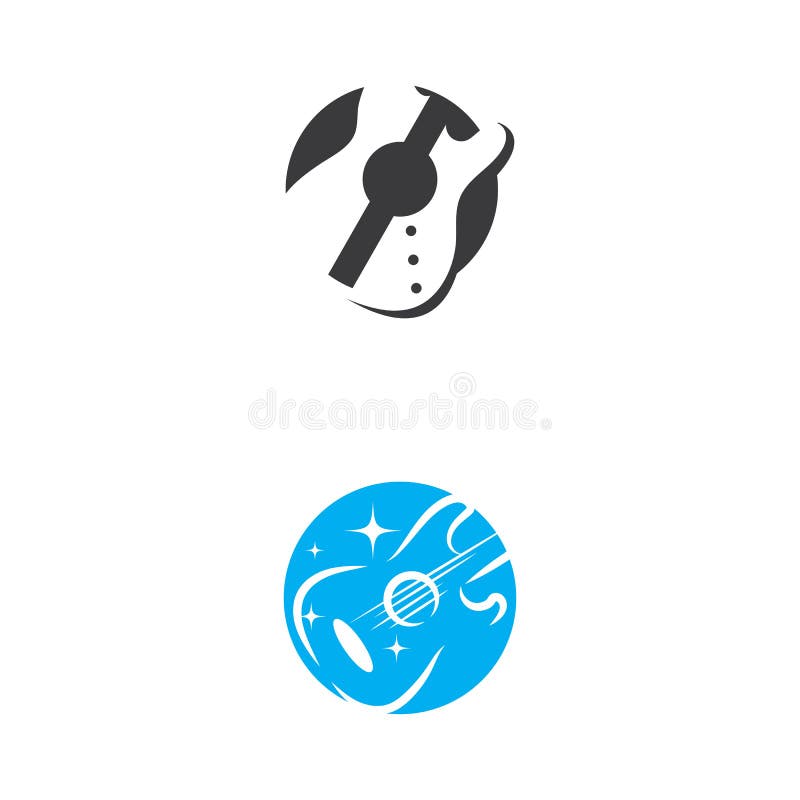 Guitar Wave Logo Template vector symbol royalty free illustration.