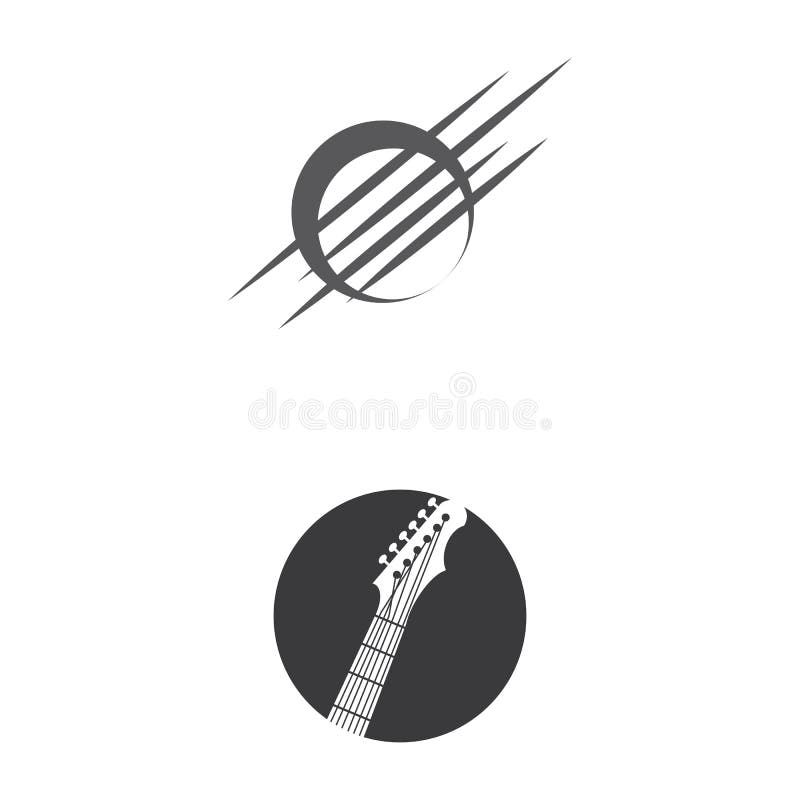 Guitar Wave Logo Template vector symbol stock illustration.