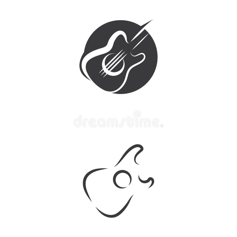 Guitar Wave Logo Template vector symbol stock illustration.