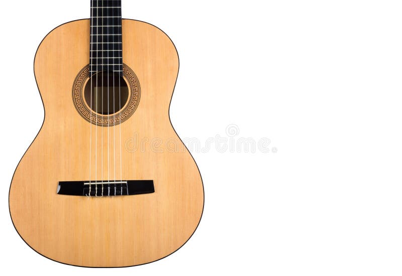 Guitare classique de corps avec la plate-forme jaune sur le fond blanc images libres de droits Guitare classique de corps avec la plate-forme jaune sur le fond blanc images libres de droits