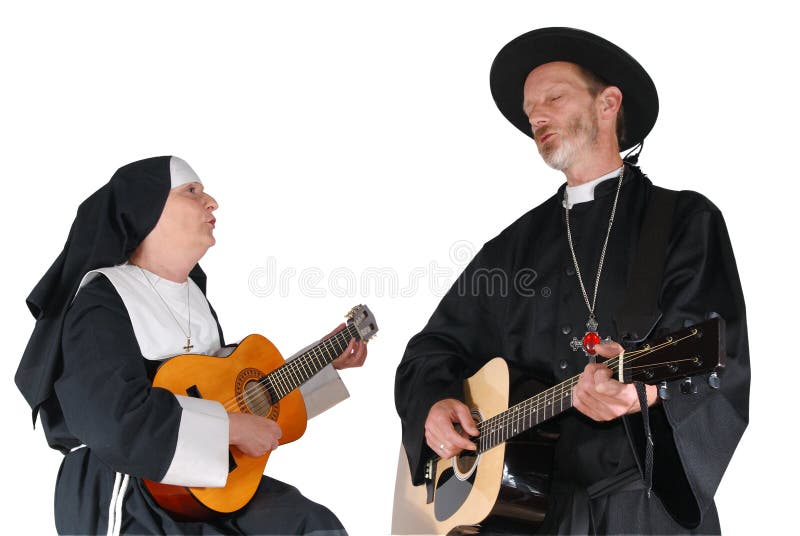 Guitare de nonne et de prêtre photographie stock Guitare de nonne et de prêtre photographie stock