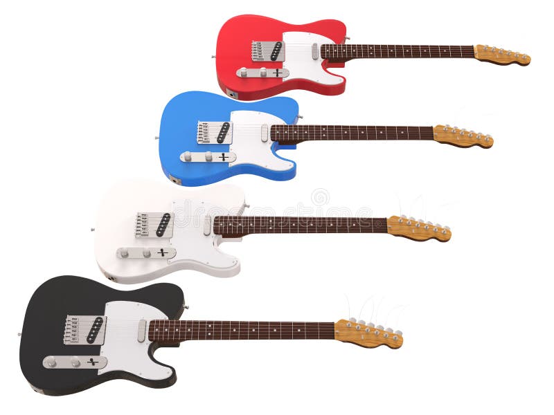 Guitares électriques fraîches d'isolement sur le blanc photos stock Guitares électriques fraîches d'isolement sur le blanc photos stock