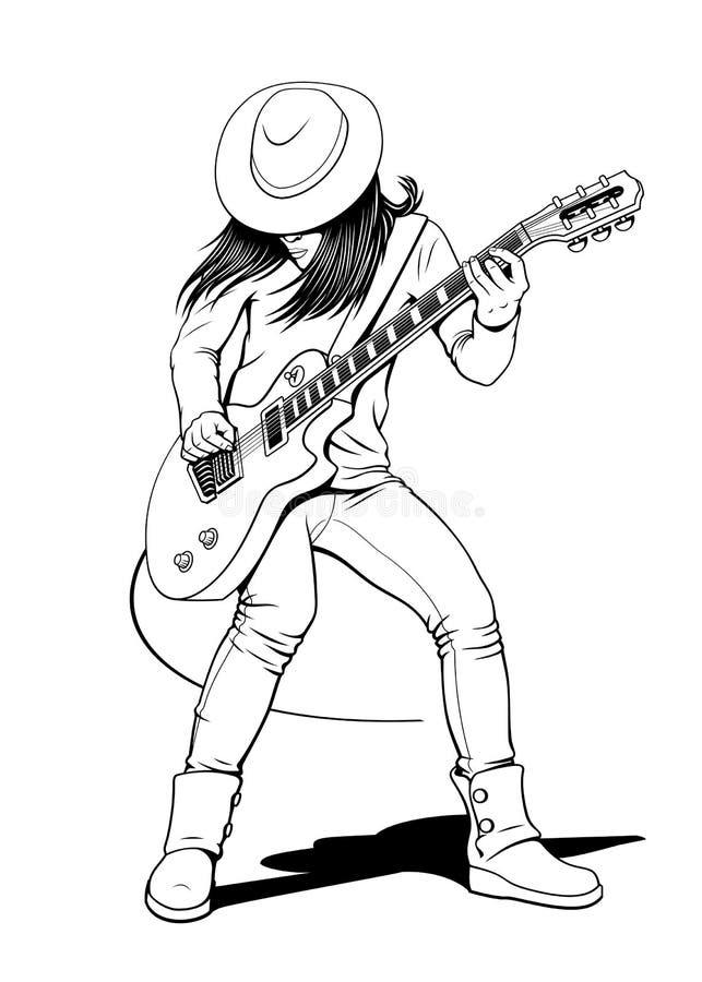 Fille jouant de la guitare, Fille jouant de la guitare, Dessin au trait  vectoriel AI, Cdr, Dxf, eps, fichiers vectoriels pdf, guitariste,  guitariste, guitare acoustique -  Canada