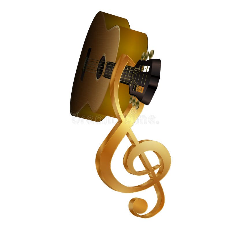 Guitarra Acústica Con Una Clave De Sol En El Fretboard Stock de