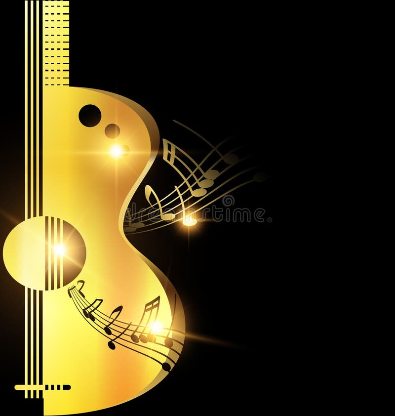 Guitarra De Oro Ligera Del Fondo Ilustración del - Ilustración de dorado, muestra: 80142342