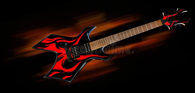 Guitarra do incêndio do metal pesado foto de stock Guitarra do incêndio do metal pesado foto de stock