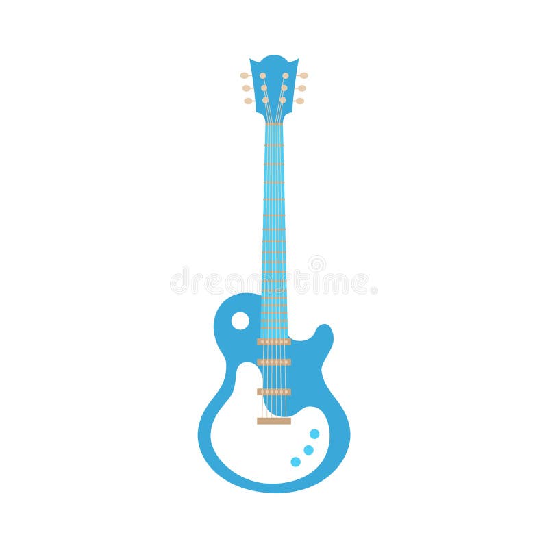Vector blue electric guitar icon. Classic rock musical instrument. Symbol of heavy metal, blues and string music. Stage entertainment equipment for musicians. Isolated illustration. Vector blue electric guitar icon. Classic rock musical instrument. Symbol of heavy metal, blues and string music. Stage entertainment equipment for musicians. Isolated illustration