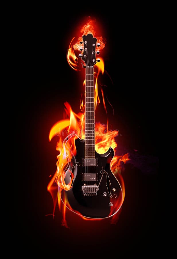 Flaming guitar for any designs. Flaming guitar for any designs