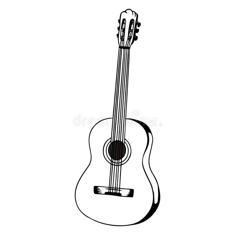 Guitarra. Música Clásica. Instrumento Musical. Estilo De Dibujos Animados.  Ilustración del Vector - Ilustración de flamenco, guitarrista: 216928575