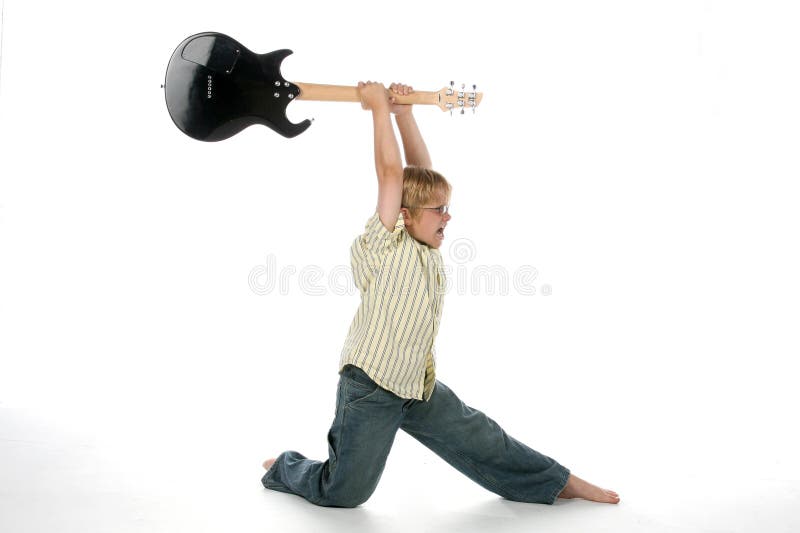 Guitarra sensacional do menino imagens de stock Guitarra sensacional do menino imagens de stock