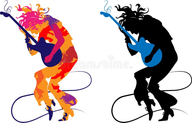 Guitarrista abstrato da silhueta ilustração do vetor Guitarrista abstrato da silhueta ilustração do vetor