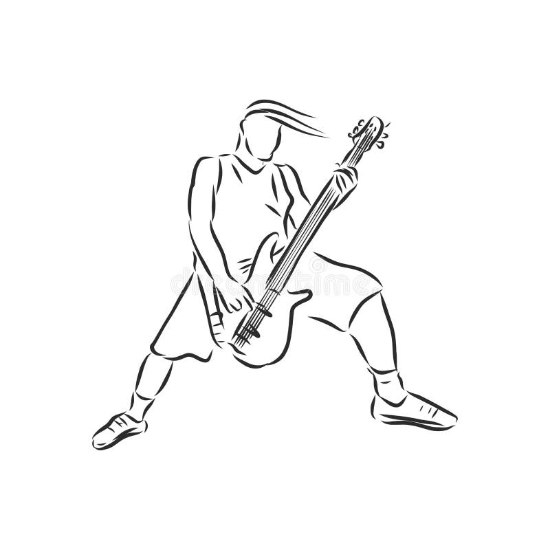 Guitarrista Rockero Guitarrista De Rock En Solitario Dibujo Vectorial Stock  de ilustración - Ilustración de trazado, garabato: 185755773