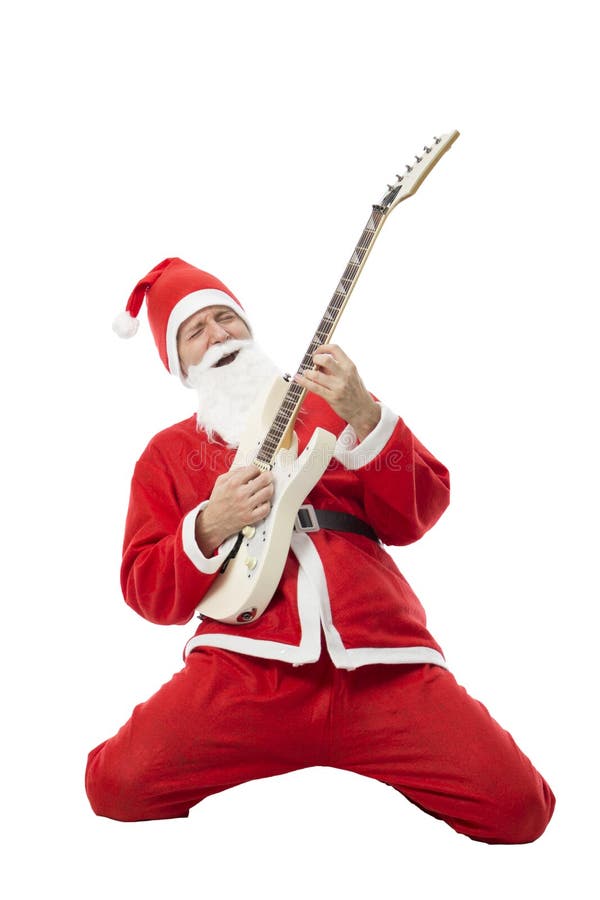 Guitarrista Santa Claus que joga uma guitarra elétrica fotografia de stock royalty free Guitarrista Santa Claus que joga uma guitarra elétrica fotografia de stock royalty free