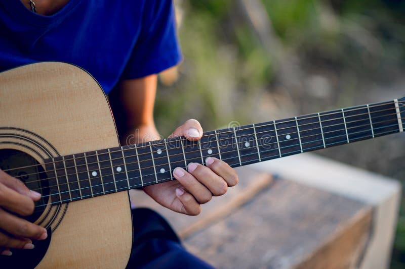 Guitarists are Playing Pop Music on Guitar Stock Photo Image of