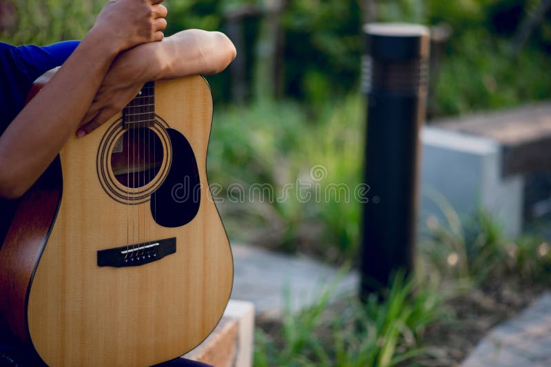 Guitarists are Playing Pop Music on Guitar Stock Photo Image of