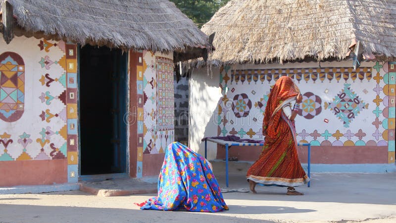 GUJARAT, INDIA: Traditional houses Bhungas in a local village near Bhuj