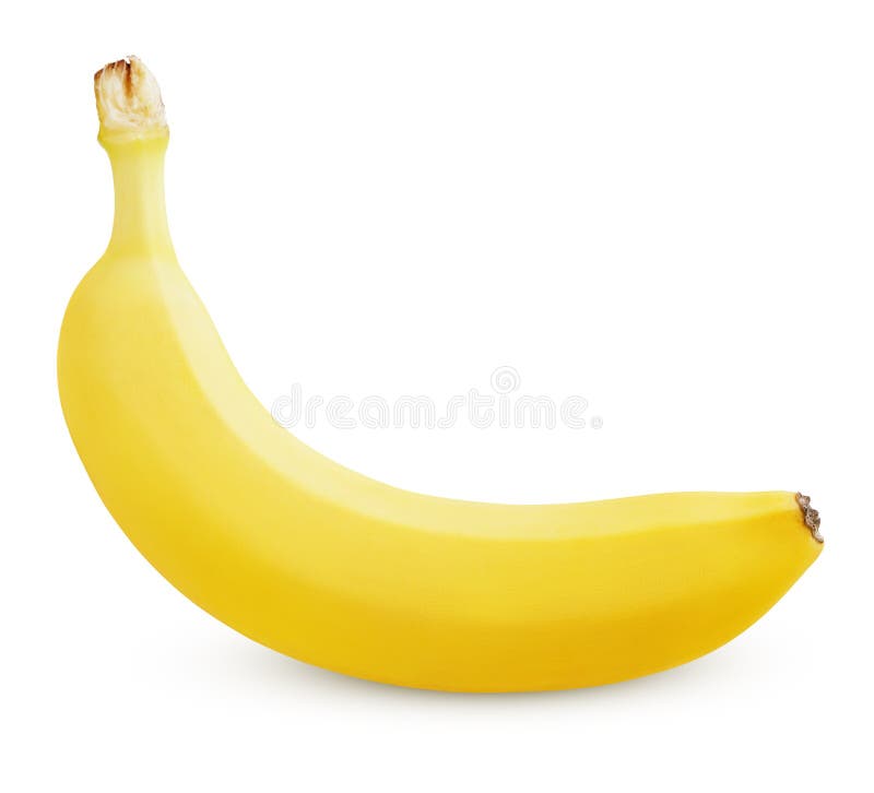 Gul banan för singel som isoleras på vit royaltyfria bilder Gul banan för singel som isoleras på vit royaltyfria bilder