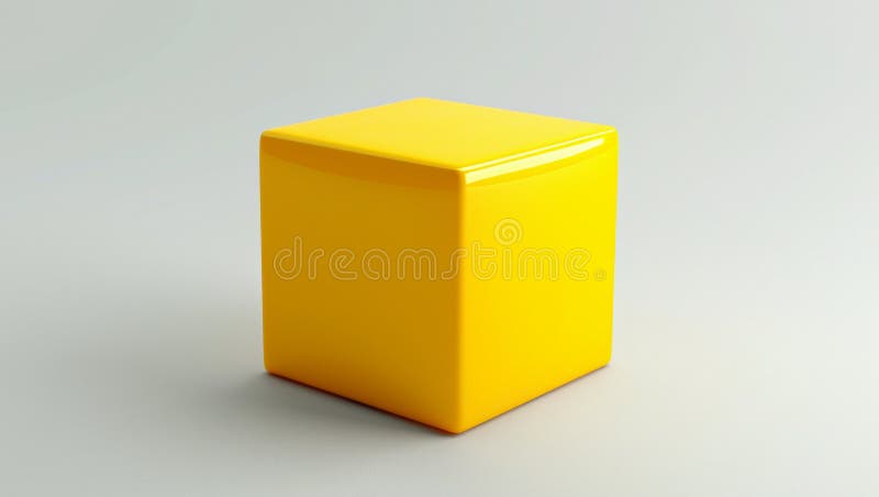 Gul bild 3d illustration rendera. enkel kub på vit bakgrund. vektor illustrationer