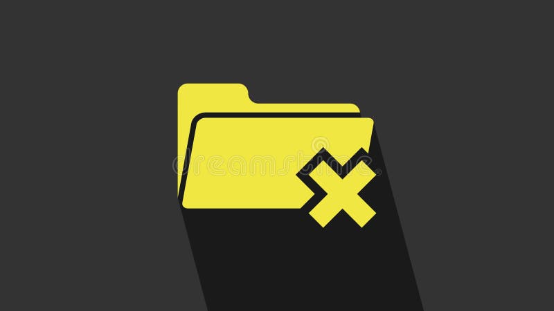 Gul borttagningsmappsikon isolerad på grå bakgrund. mapp med papperskorgen. ta bort eller felmapp. stänga dator stock illustrationer